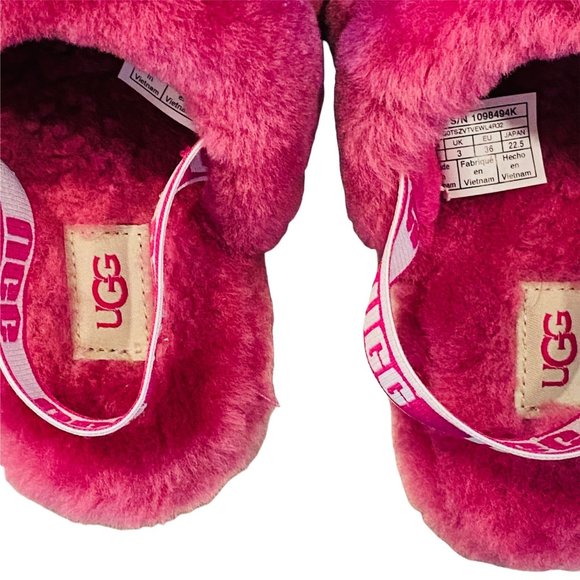 UGG Girls Fluff Yeah Slide Size 4 Pink EUC - Picture 14 of 15